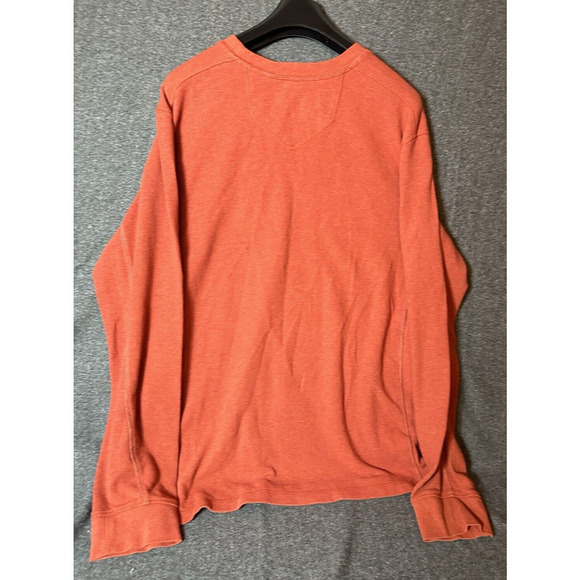Eddie Bauer Sweater Mens 2XL Orange Cotton Thermal Long Sleeve Crew Neck Logo - Picture 4 of 8